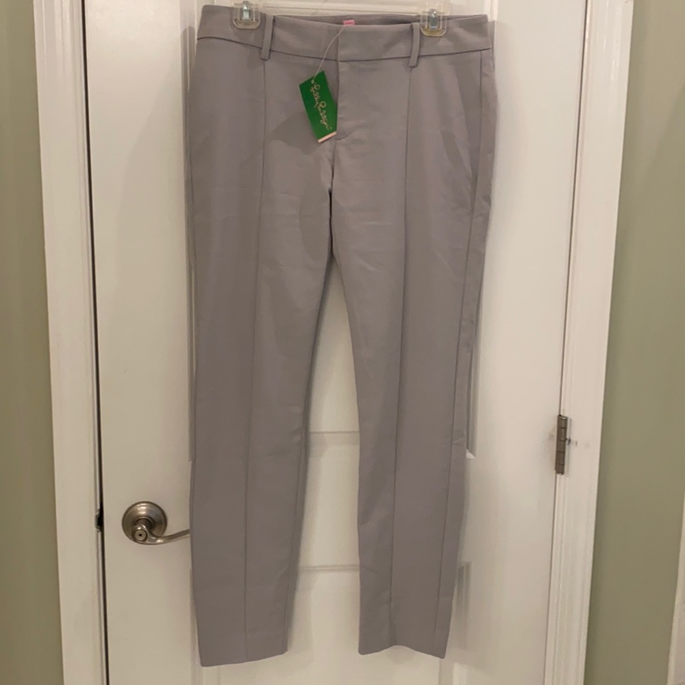 NWT Lilly Pulitzer Chantal Stretch Dinner Pant in Palm Beach Grey size 8